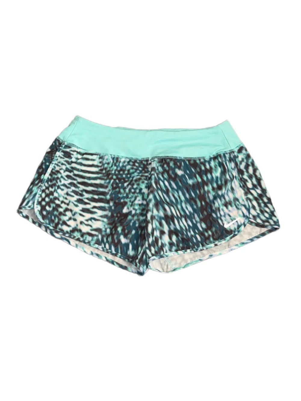 Nike Dri-Fit Teal Aqua Patterned Women’s Athletic Running Shorts Size Medium